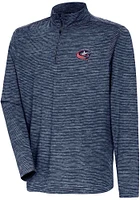 Antigua Columbus Blue Jackets Mens Navy Determined Long Sleeve Qtr Zip Pullover