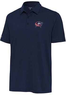 Antigua Columbus Blue Jackets Mens Navy Whirl Short Sleeve Polo