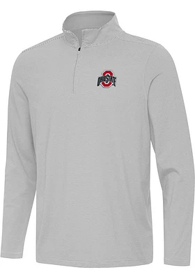 Antigua Ohio State Buckeyes Mens Twine Long Sleeve Qtr Zip Pullover