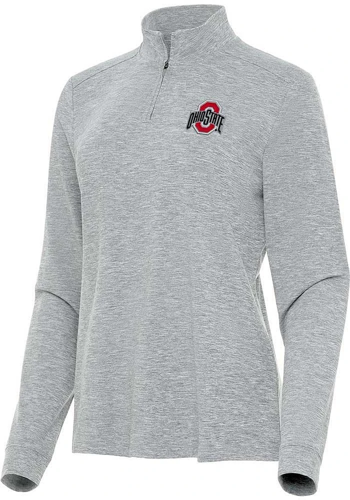 Antigua Ohio State Buckeyes Womens Grey Mentor Qtr Zip Pullover