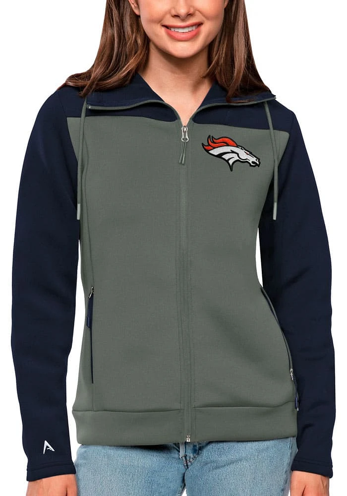 Antigua Denver Broncos Womens Navy Blue Protect Medium Weight Jacket