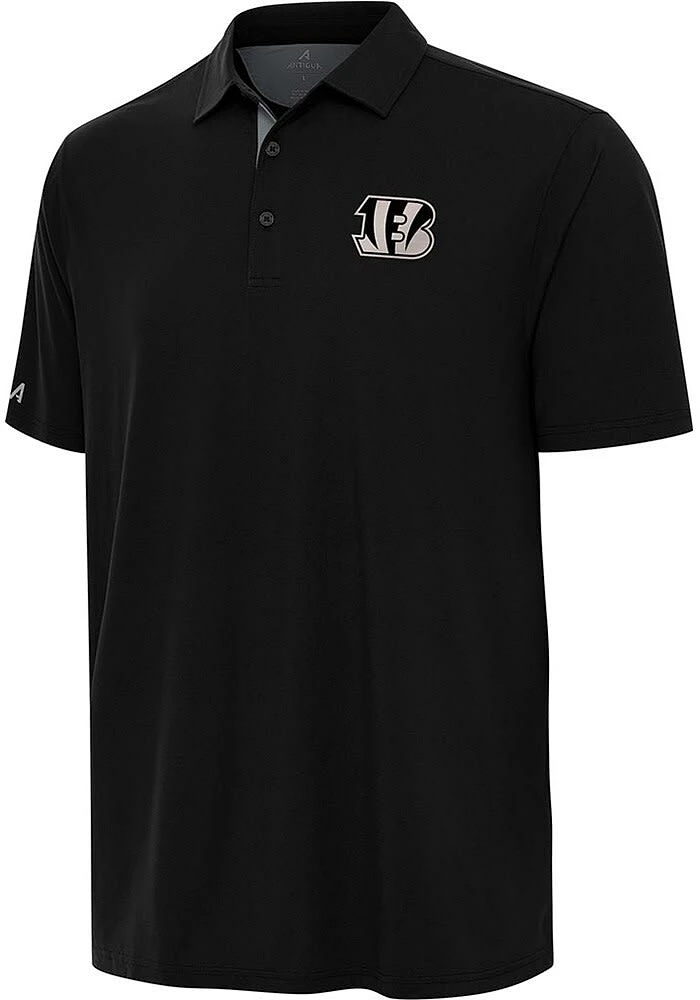 Antigua Cincinnati Bengals Mens Black Carbon Era Short Sleeve Polo