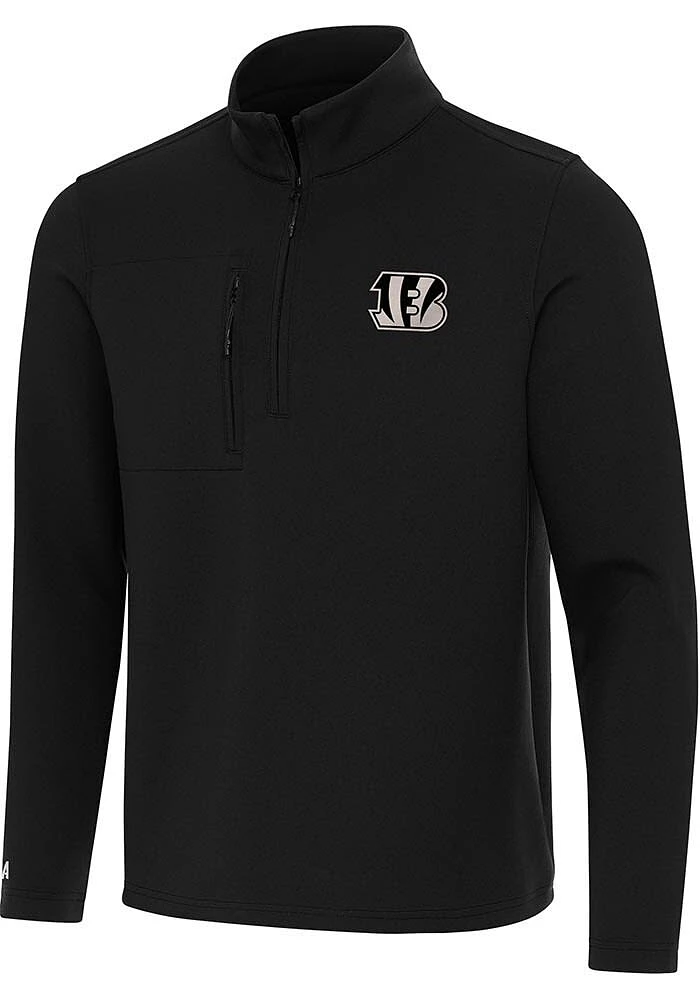 Antigua Cincinnati Bengals Mens Carbon Insider Long Sleeve Qtr Zip Pullover