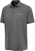 Antigua Cincinnati Bengals Mens Black Carbon Par 3 Short Sleeve Polo