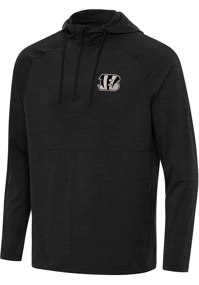 Antigua Cincinnati Bengals Mens Black Carbon Spikes Long Sleeve Qtr Zip Pullover