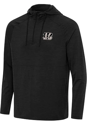 Antigua Cincinnati Bengals Mens Black Carbon Spikes Long Sleeve Qtr Zip Pullover