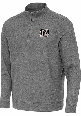 Antigua Cincinnati Bengals Mens Carbon Subtle Long Sleeve Qtr Zip Pullover