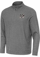 Antigua Cincinnati Bengals Mens Carbon Subtle Long Sleeve Qtr Zip Pullover