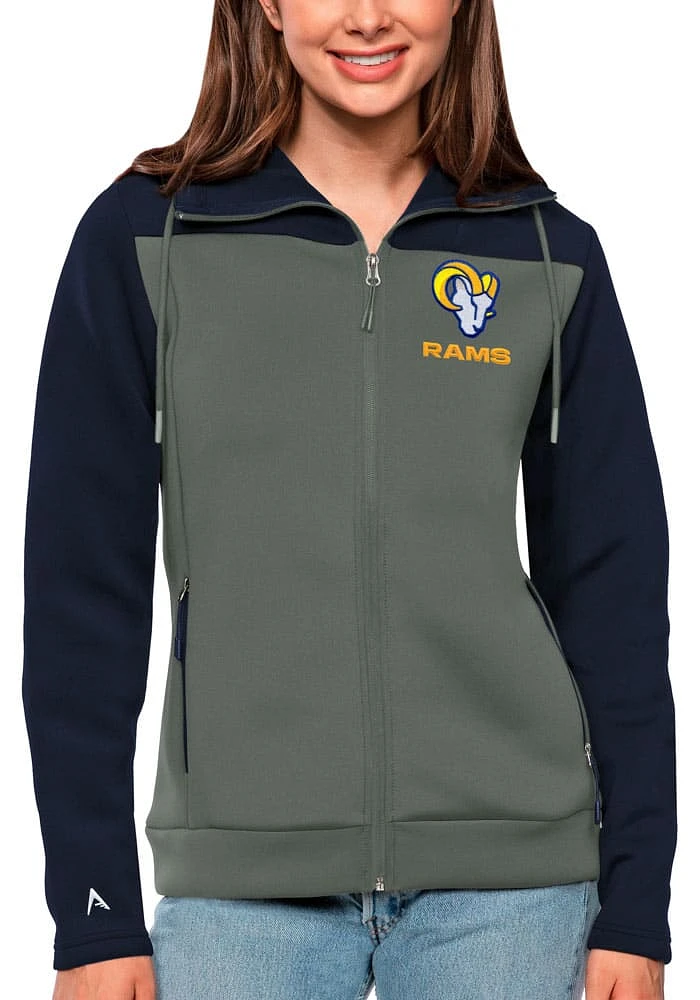Antigua Los Angeles Rams Womens Navy Blue Text Protect Medium Weight Jacket