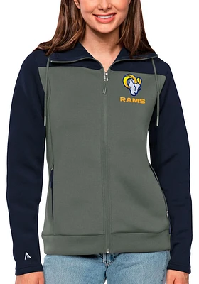 Antigua Los Angeles Rams Womens Navy Blue Text Protect Medium Weight Jacket