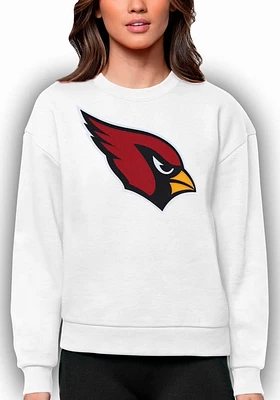 Antigua Arizona Cardinals Womens White Full Front Victory Crew Sweatshirt