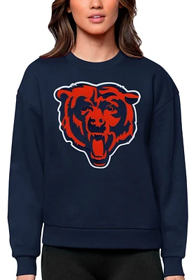 Antigua Chicago Bears Womens Navy Blue Full Front Alternate Victory Crew Sweatshirt