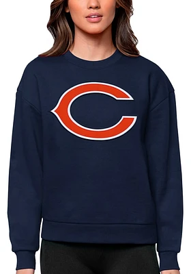 Antigua Chicago Bears Womens Navy Blue Full Front Victory Crew Sweatshirt