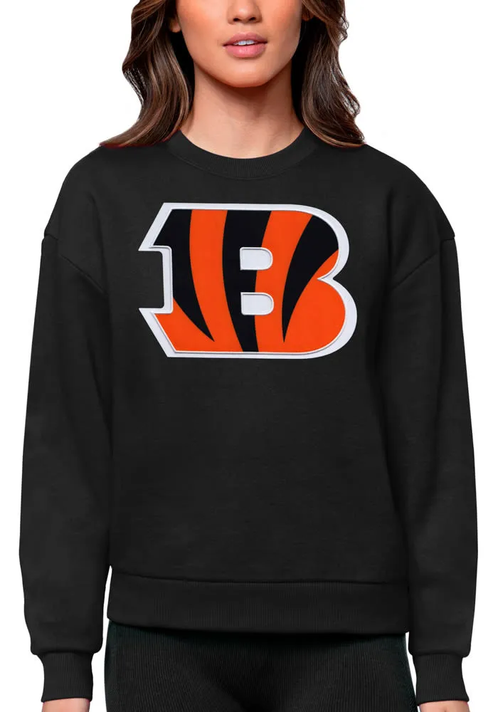 Antigua Cincinnati Bengals Womens Full Front Alternate Victory Crew Sweatshirt