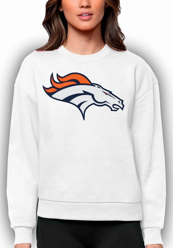 Antigua Denver Broncos Womens Full Front Victory Crew Sweatshirt