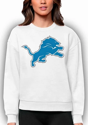 Antigua Detroit Lions Womens White Full Front Victory Crew Sweatshirt