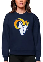 Antigua Los Angeles Rams Womens Navy Blue Full Front Icon Victory Crew Sweatshirt