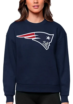 Antigua New England Patriots Womens Navy Blue Full Front Victory Crew Sweatshirt