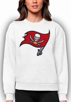 Antigua Tampa Bay Buccaneers Womens White Full Front Victory Crew Sweatshirt