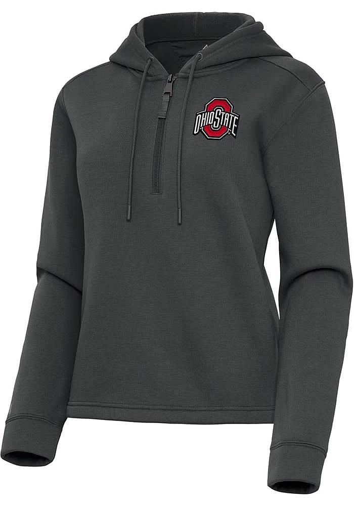Antigua Ohio State Buckeyes Womens Grey Contemporary Qtr Zip