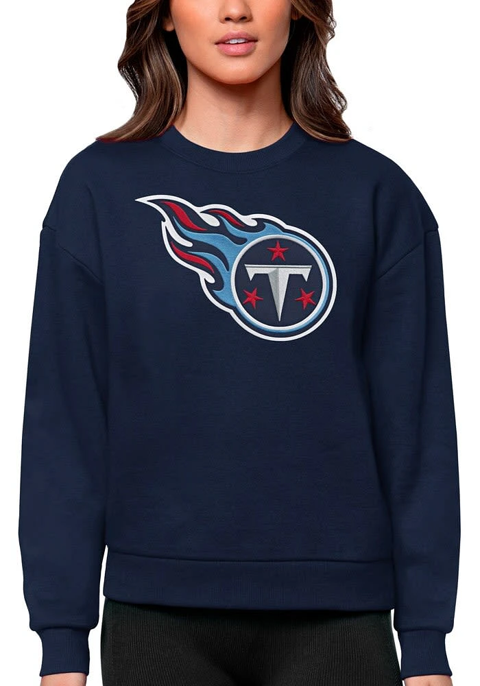 Antigua Tennessee Titans Womens Navy Blue Full Front Victory Crew Sweatshirt