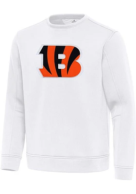 Antigua Cincinnati Bengals Mens Full Front Alternate Relevant Long Sleeve Crew Sweatshirt