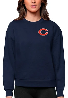 Antigua Chicago Bears Womens Navy Blue C Logo Victory Crew Sweatshirt