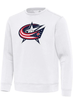 Antigua Columbus Blue Jackets Mens Full Front Relevant Long Sleeve Crew Sweatshirt