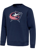 Antigua Columbus Blue Jackets Mens Navy Full Front Relevant Long Sleeve Crew Sweatshirt