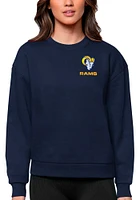 Antigua Los Angeles Rams Womens Navy Blue Text Victory Crew Sweatshirt