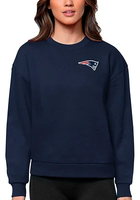 Antigua New England Patriots Womens Navy Blue Victory Crew Sweatshirt