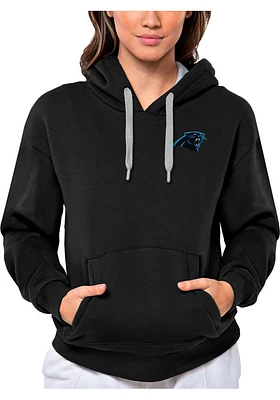 Antigua Carolina Panthers Womens Black Victory Line Hooded Sweatshirt