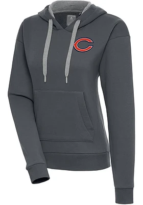 Antigua Chicago Bears Womens Charcoal C Logo Victory Hooded Sweatshirt