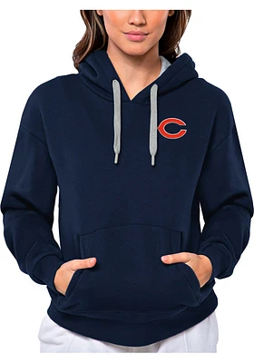 Antigua Chicago Bears Womens Navy Blue C Logo Victory Hooded Sweatshirt