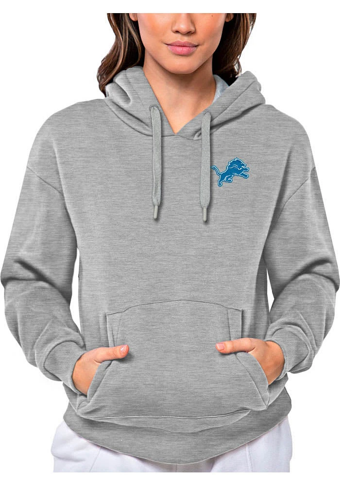 Antigua Detroit Lions Womens Grey Victory Hooded Sweatshirt