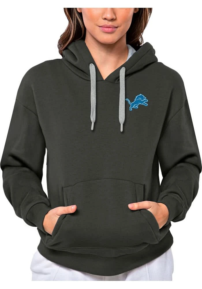 Antigua Detroit Lions Womens Charcoal Victory Hooded Sweatshirt