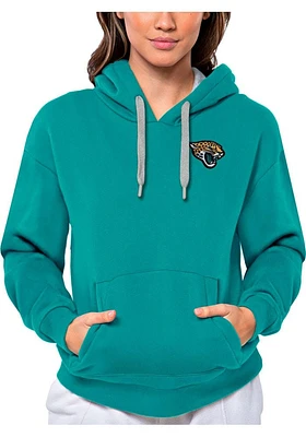 Antigua Jacksonville Jaguars Womens Teal Victory Hooded Sweatshirt