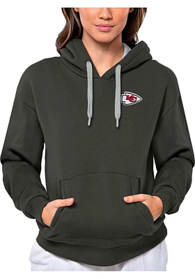 Antigua Kansas City Chiefs Womens Charcoal Victory Hooded Sweatshirt