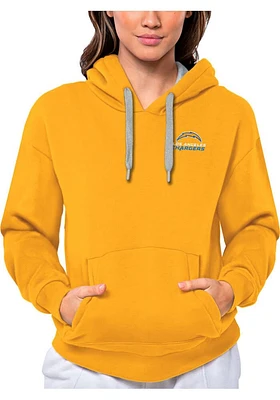 Antigua Los Angeles Chargers Womens Gold Text Victory Hooded Sweatshirt
