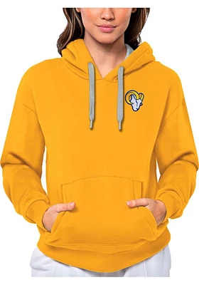Antigua Los Angeles Rams Womens Gold Icon Victory Hooded Sweatshirt