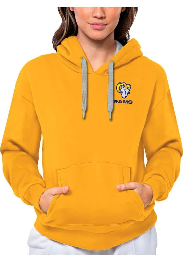Antigua Los Angeles Rams Womens Gold Text Victory Hooded Sweatshirt