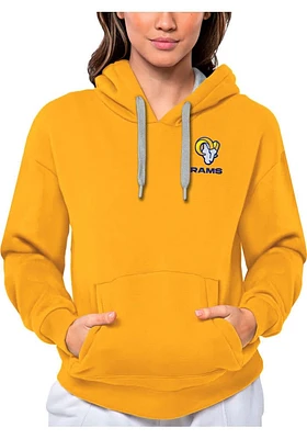 Antigua Los Angeles Rams Womens Gold Text Victory Hooded Sweatshirt