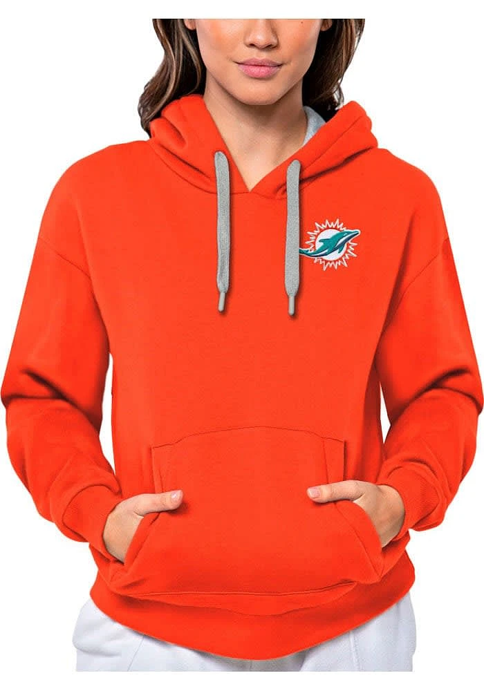 Antigua Miami Dolphins Womens Orange Victory Hooded Sweatshirt