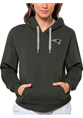 Antigua New England Patriots Womens Charcoal Victory Hooded Sweatshirt