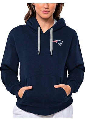 Antigua New England Patriots Womens Navy Blue Victory Hooded Sweatshirt