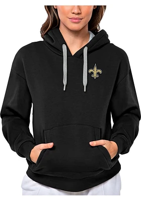 Antigua New Orleans Saints Womens Black Victory Series Hooded Sweatshirt