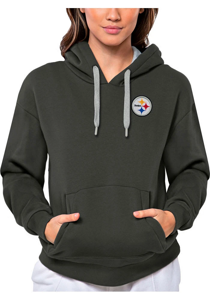 Antigua Pittsburgh Steelers Womens Charcoal Big Victory Hooded Sweatshirt