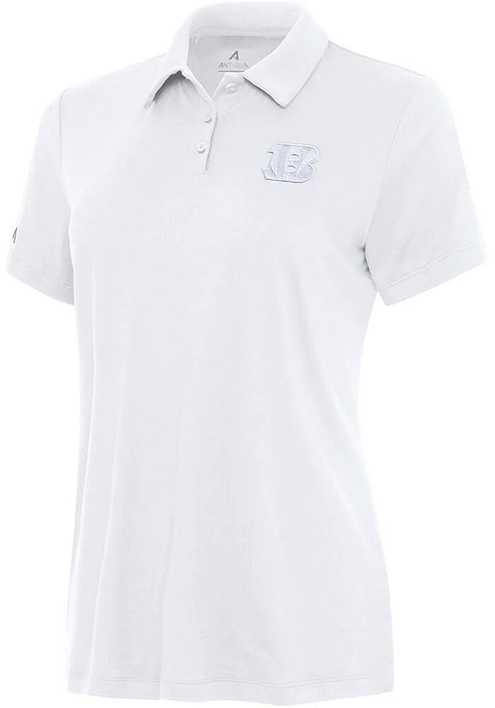 Antigua Cincinnati Bengals Womens White Tonal Reprocess Recycled Short Sleeve Polo Shirt