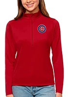 Antigua Chicago Cubs Womens Red Tribute Qtr Zip Pullover