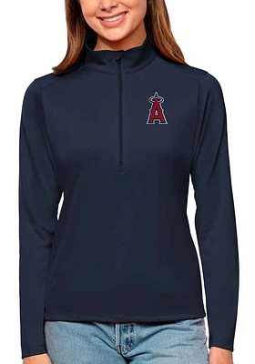 Antigua Los Angeles Angels Womens Navy Blue Tribute Qtr Zip Pullover